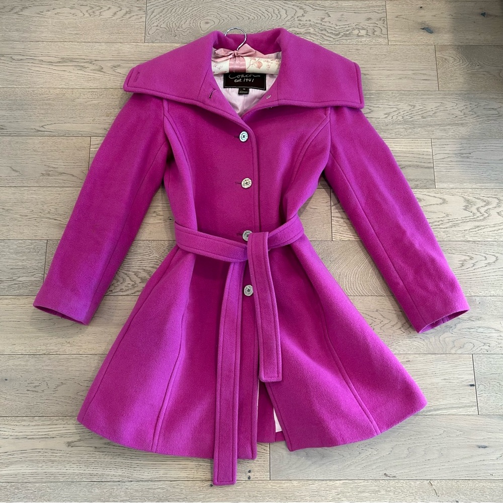 Coach Belted Wool Coat size Medium - Picture 4 of 9